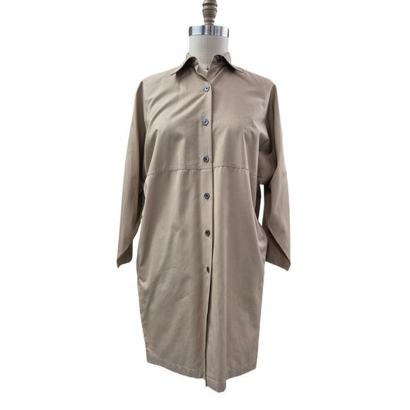 VTG NWT Jennifer George 100% Cotton 1973 Button down Shirt Dress Tan Sz 4 - Picture 1 of 8